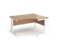 Vivo right hand ergonomic desk 1400mm - white frame, beech top