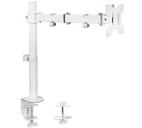 VIVO Single Monitor Arm Desk Mount, Holds Screens up to 32 inch Regular and 38 inch Ultrawide, Fully Adjustable Stand with C-Clamp and Grommet Base, VESA 75x75mm or 100x100mm, White, STAND-V001W