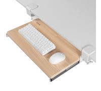 VIVO Small Clamp-on Computer Keyboard and Mouse Under Desk Slider Tray 20 x 11 inch Pull Out Platform Drawer Light Wood MOUNT-KB05ES-A