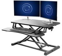 VIVO Black Height Adjustable Standing Desk Monitor Riser 32" Sit Stand Workstation Tabletop (DESK-V000K)