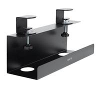 Vivo Steel 17 inch Clamp-on Power Strip Tray System for Desk, No Drill Cable Management Workspace Organizer, Clean Cord Routing, Open Side for Ventilation, Black, DESK-CM6L-B