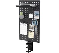 VIVO Steel Clamp-on Desk Pegboard, 30cm x 51cm Privacy Panel, Magnetic Peg Board, Office Accessory Organizer, Above or Under Desk Placement, Black, PP-DK12B