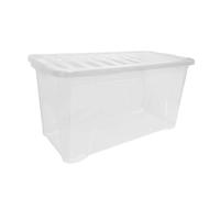 Vivo Technologies 110L Plastic Storage Boxes Pack of 5 Extra Large Clear Box with Lids Durable Stackable Nestable Container for Home Office Kitchen