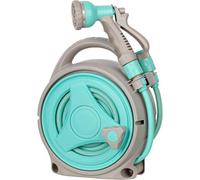 Vivo Technologies 15M Garden Hose Reel 13M Water Pipe 2M Leader 8 Adjustable Spray Gun Nozzles - Green