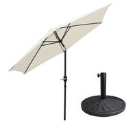 Vivo Technologies 2.7M Round Garden Parasol With Hand Crank, Tilt Function (UV 30+) Waterproof for Outdoor, Garden and Patio (Base Excludes)