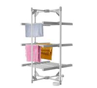 Vivo Technologies 3-Tier Heated Clothes Airer, 24 Rails Clothes Drying Rack, 117cm Heated Airer, Indoor Foldable Heated Shelves Dry Laundry, 220W Efficient Drying Horse Rack 11M Drying Space
