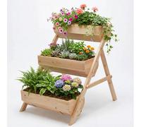 Vivo Technologies 3-Tier Raised Garden Bed Large Wooden Elevated Planter Box Plant Stand Flowers