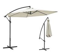 Vivo Technologies 3m Cantilever Garden Parasol, Banana Patio Umbrella Freestanding Parasol Hanging Parasol with Crank Handle and Tilt for Outdoor Garden and Patio Sun Shade Cream