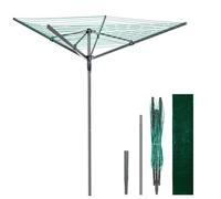 Vivo Technologies 4 Arm 45M Rotary Washing Line Heavy Duty Clothes Airer Dryer for Outdoor & Garden, Folding Large Rotary Clothes Line with Metal Ground Spike and Cover, Green