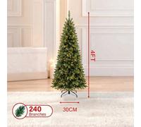 Vivo Technologies 4Ft/7Ft Pre-Lit Pencil Christmas Tree With 120 Led Lights 240 Pvc Branch Tips - 4 Ft