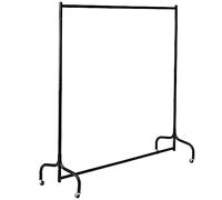 Vivo Technologies 5ft Heavy Duty Metal Clothes Rail Garment Rail Clothe Hanging Rail with Wheels Black Single Clothing Rail No Tools Required