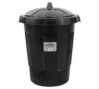 Vivo Technologies 80L Black Plastic Extra Large Dustbin,Round Rubbish Bin With Lockable Lid,Refuse Bin Ideal for Outdoor Rubbish Animal Feed