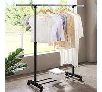 Vivo Technologies Adjustable Mobile Tidy Clothes Coat Garment Clothing Hanging Rail Rack Clothes Rail Storage Stand Castors on Wheels