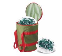Vivo Technologies Christmas Decorations Storage Bag with 3 Holder Cards, Lights Decoration Bag with Dual Zip & Carry Handle, Durable 600D Oxford Fabric,Reusable Decoration Organizer, 38cm x 32cm