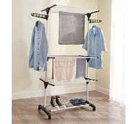 Vivo Technologies Clothes Drying Rack 4-Tier Folding Clothes Airer,Metal Laundry Drying Rack Collapsible Clothes Rack, Indoor-Outdoor with Foldable Wings Dryer Hanger Rack Black