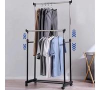 Vivo Technologies Double Adjustable Tidy Rack Mobile Garment Rack Clot