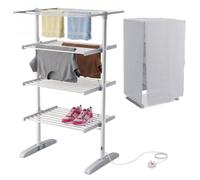 Vivo Technologies Electric 4 Tier Heated Clothes Airer, Foldable Electric Clothes Drying Rack Electric Clothes Horse with 42 Heated Rails for Quick Drying,300W
