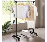 Vivo Technologies Free Standing Clothes Rail on Wheels Adjustable Mobile Tidy Clothing Coat Garment Clothing Hanging Rails Rack Portable Display Storage Stand Castors for Bedroom
