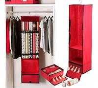 Vivo Technologies Hanging Wrapping Paper Storage Bag Gift Rapping organizer Fabric Storage Containers Box with Interior Pockets 118x25.5x30.5cm