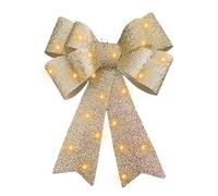 Vivo Technologies Large Bows for Christmas Tree Decoration with 30 Warm LED Lights Glitter Bow Xmas Tree Topper Christmas Bows Decorative Xmas Decor Wreath Ornament,Gold