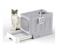 Vivo Technologies Large Cat Litter Box Litter Tray, Foldable Litter Bo
