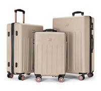 (Gold) Luggage Set 3 Pcs Hard Shell ABS Suitcases TSA Lock Lightweight Spinner Wheels