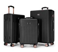 Vivo Technologies Luggage Sets 3 Piece Hard Shell ABS Suitcases with TSA Lock Lightweight Durable Trolley Travel Carry On Suitcase 3pcs Cabin with 4 Spinner Wheels, 20" 24" 28" Black