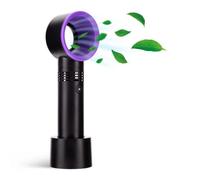 Vivo Technologies Mini Handheld or Desktop Bladeless Quiet Fan Rechargeable Battery 360° Portable Cooling 10 Hours Operated Detachable Base Desk Fan