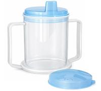 Vivo Technologies Spill-Reducing Adult Drinking Cup with Anti-Splash Spout & Lid, Easy Grip Handles, Wide Stable Base, Straw or Rim Drinking, Suitable for Hot & Cold Drinks, 300ml