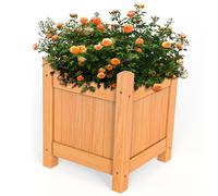 Vivo Technologies Square Wooden Planters Outdoor Garden Planter Box Planting Raise Bed Plants Flowers Plant Pot Natural Long Wood Pot,30x30x38 cm, Natural