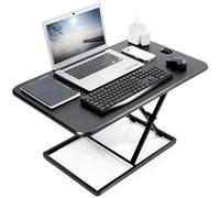 VIVO Ultra-Slim 81cm Single Top Height Adjustable Standing Desk Riser, Compact Sit Stand Desktop Converter for Monitor or Laptop, Black, DESK-V032J