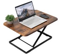 VIVO Ultra-Slim Single Top Height Adjustable Standing Desk Riser, Compact Sit Stand Desktop Converter for Monitor or Laptop, Rustic Vintage Brown
