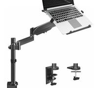 VIVO Universal Adjustable 10 to 15.6 inch Laptop Holder Desk Mount, Single Pneumatic Arm VESA Notebook Stand with C-clamp and Grommet Options, Black, STAND-V101L