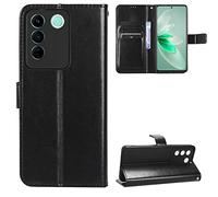 Vivo V27E/S16E Case [Wallet Case] [Kickstand] [Card Slots] [Magnetic Flip Cover] Compatible with Vivo V27E/S16E Smartphone(Black)