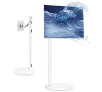 VIVO White Mobile TV Cart for 17 to 43 inch Screens, CART-43PA | Rolling TV Stand, Hidden Casters, Tilt Swivel Rotate, Height Adjustable, Cable Management, Max VESA 200x200, Holds 37.4 lbs