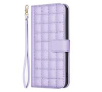Vivo Y20 Case, Embossed Lattice ShockProof PU Leather Flip Wallet Cover with Magnetic Stand Card Holder Slots Folio Bumper Protective Skin for Vivo Y20 Light Purple