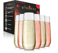 Vivocci Unbreakable Tritan Plastic Stemless Champagne Flutes 8.5 Oz - Reusable Glassware - Ideal for Mimosas, Cocktails & Sparkling Wine - Dishwasher-Safe - Wedding & Birthday Party Glasses - Set of 6