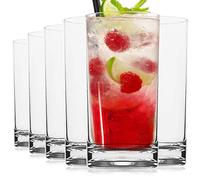 Vivocci Unbreakable Tritan Plastic Water Drinking Glasses 16 oz | Ideal for Juice Beverages & Cocktails | Shatterproof Barware | Highball Tall Clear Cup Tumblers | Dishwasher Safe Drinkware | Set of 6