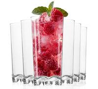 Vivocci Unbreakable Tritan Plastic Water Drinking Glasses Set of 6 - Ideal for Juice Beverages & Cocktails - Shatterproof Glassware - Highball Tall Clear Cup Tumblers - Dishwasher Safe Drinkware 12 oz