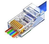 VIVOCH 50 Pcs Cat6 RJ45 Pass Through Connectors, Cat6 RJ45 Pass Through Plugs, Cat6 Crystal Unshielded RJ45 Ends UTP 8P8C Modular Network Plug Connector
