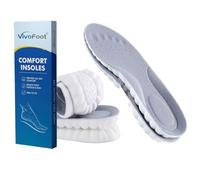VivoFoot 2 Pair Memory Foam Insoles, Anti-Fatigue Pain Relief Everyday Work Sports Running Comfort Shoe Inserts, Cloud Sole Pads, Cushion Replacement Filler, Trim to Fit (UK 4-6.5, Grey)