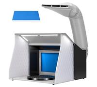 VIVOHOME Airbrush Spray Booth with Dual Fans 4 LED Lighting Filter and Exhaust Hose Portable Painting Extraction Booth with Turntable Table for Model Art Craft Nails Cake Decorating