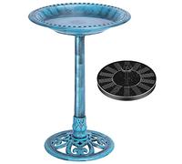 VIVOHOME Bird Bath Feeder for Garden 71cm Tall with Solar-Powered Water Fountain Large Free-Standing Resin Traditional Water Bowl