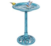 VIVOHOME Birdbath for Garden Polyresin Lightweight Antique Plastic Resin Standing Outdoor Water Bowl for Birds, 71x50x50cm, Blue