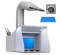 VIVOHOME Dual Fans Portable Airbrush Paint Spray Booth Kit with 4 LED Lights CRI 95, Spray Gun Racks, Turn Table and Filter Hose Airbrush Booth for Painting Model Craft