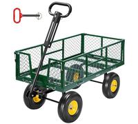 VIVOHOME Garden Trolley 410kg Capacity with 25.4cm Tires and Handles, Transport Wagon Heavy Duty Metal Steel Attach to ATV or Tractor Green