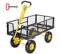 VIVOHOME Garden Trolley Heavy Duty 410kg Capacity with 25.4cm Tires and Handles, Transport Wagon Metal Steel Attach to ATV or Tractor Black