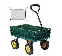 VIVOHOME Hand Trolley 181kg Capacity Durable Transport Cart with 20cm Pneumatic Tires and 180° Rotatable 80cm Handle Removable Sides Metal Grids for Garden and Camping