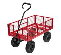 VIVOHOME Hand Trolley 400kg Capacity Durable Transport Cart with 10cm Pneumatic Tires and 180° Rotatable 80cm Handle Heavy Duty Metal Grids for Garden and Camping