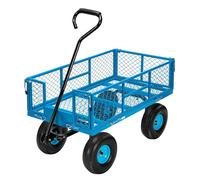 VIVOHOME Hand Trolley 400kg Capacity Durable Transport Cart with 10cm Pneumatic Tires and 180° Rotatable 80cm Handle Heavy Duty Metal Grids for Garden and Camping